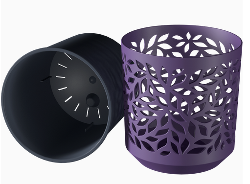 Горшок Leaves 1,25лит Слива/Антрацит (с дренажной системой)