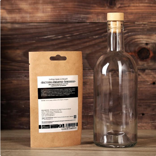 Набор для приготовления напитка Имбирно-лимонная (Штоф 500мл+специи+инструкция) 4387161