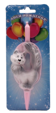 Свеча Цифра 0 Со Зверюшками 3041