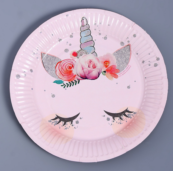 Тарелка бумажная Единорог D-18см*10шт Арт-2844439