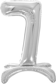 Шар ЦИФРА фольгированный № 7 32"81см на подставке Серебро