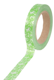 Лента Роза Крупная 2см*50ярд Салатовые на Белом