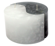 Свеча Инь-Янь 125мм*75мм Белая-ДымчатГолубая Арт-180421