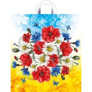 Сумочка пакет п/э петлевидная ручка 440*390мм Луговые цветы Арт-00117437