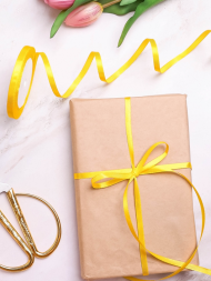 Лента Атласная 10мм*25ярд Жёлтая №15