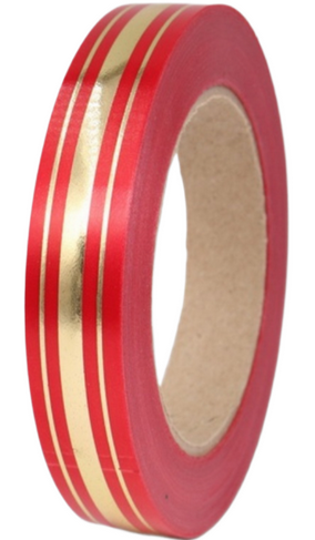 Лента Золот полоса Классика 2см*50ярд Красная РОССИЯ