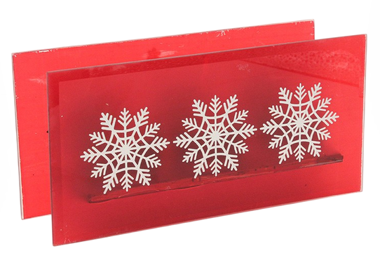 Подсвечник стекло 3свечи снежинка h=10 404275