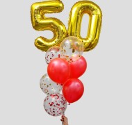 Фонтан из шаров 50лет 10шт латекс+фольга+конфети 3786683