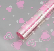 Пленка прозрачная с рисунком Валентин Розово-Белая 70см/8м