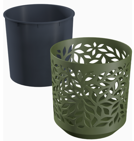 Горшок Leaves 1,25лит Оливка/Антрацит (с дренажной системой)