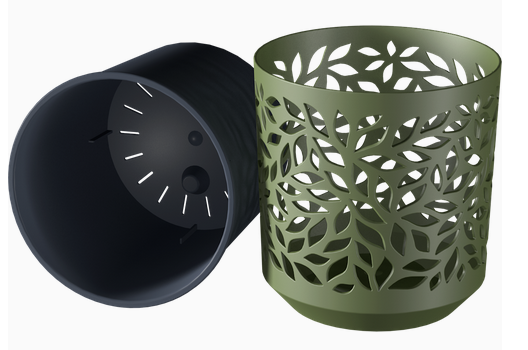 Горшок Leaves 1,25лит Оливка/Антрацит (с дренажной системой)