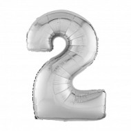Шар ЦИФРА фольгированный № 2 40"102см Серебро