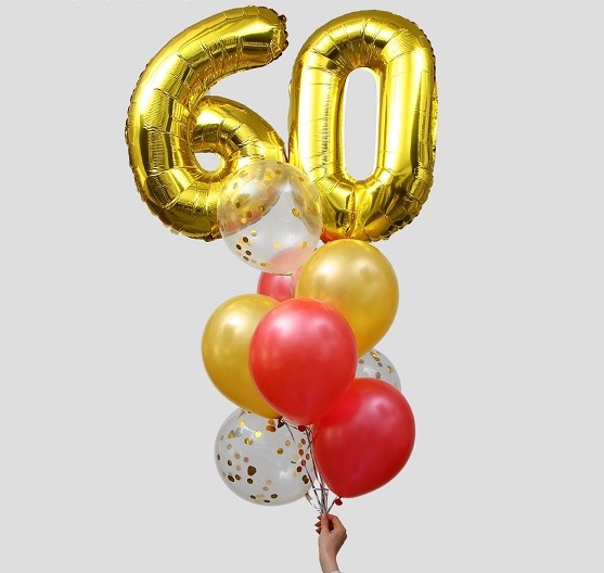 Фонтан из шаров 60лет 11шт латекс+фольга 3786684