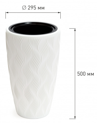 Горшок Флэйм 24лит Белый (со вставкой 5лит) М-8883 (D-20см)