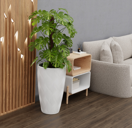 Горшок Флэйм 24лит Белый (со вставкой 5лит) М-8883 (D-20см)