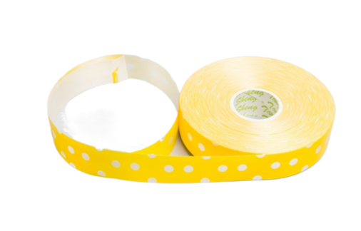 Лента Простая 2см*50ярд Горох Жёлтая