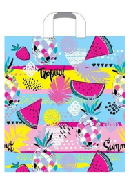 Сумочка пакет п/э петлевидная ручка 380*420мм Тропические фрукты Арт-51963