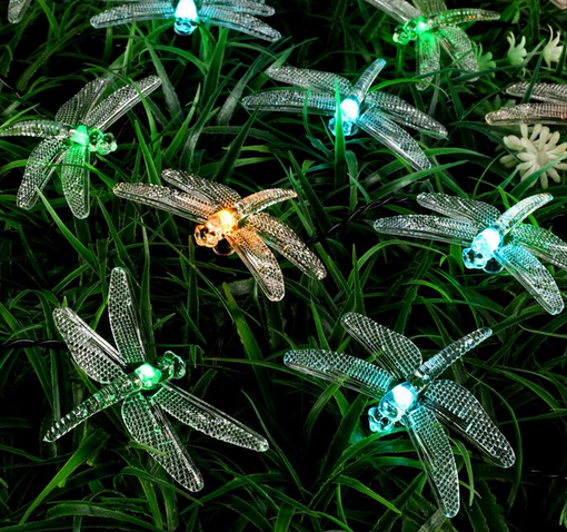 Лампа на солнечной батарее нить Стрекозы 4,5м*30-LED Арт-6253363
