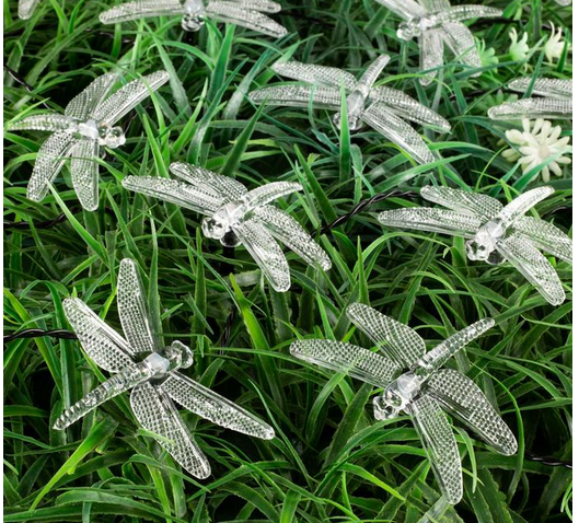 Лампа на солнечной батарее нить Стрекозы 4,5м*30-LED Арт-6253363