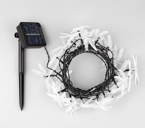 Лампа на солнечной батарее нить Стрекозы 4,5м*30-LED Арт-6253363