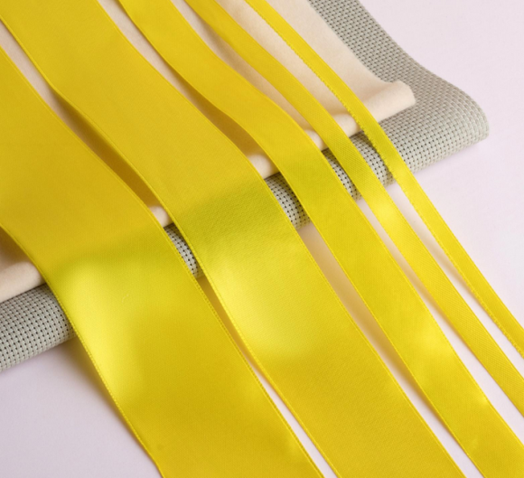 Лента Атласная Набор 5шт Жёлтая 6/10/20/40/50мм 25ярд Арт-2611783