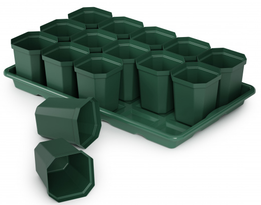 Набор для рассады 15стаканов + поддон 410*245*95мм М-1007 Набор для рассады 15стаканов + поддон 410*245*95мм М-1007