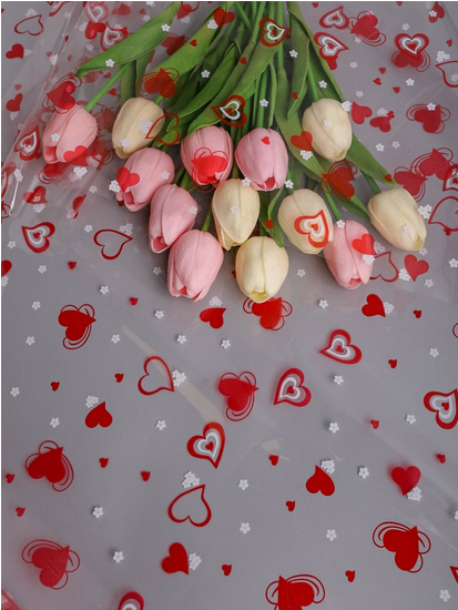 Пленка прозрачная с рисунком Валентин Красно-Белая 70см/8м Пленка прозрачная с рисунком Валентин Красно-Белая 70см/8м