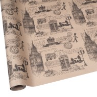 Бумага крафт Лондон черный на коричневом 70см*9м