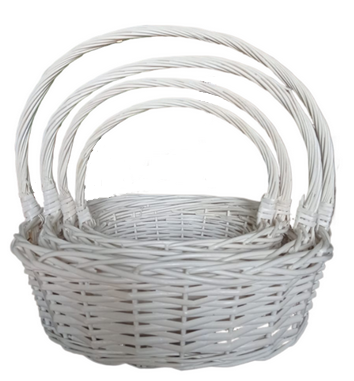 Корзина Набор Плетеных ИВА 4шт Лодочка Белые D-26/32/38/42см