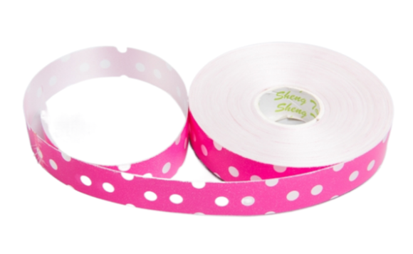 Лента Простая 2см*50ярд Горох Розовая