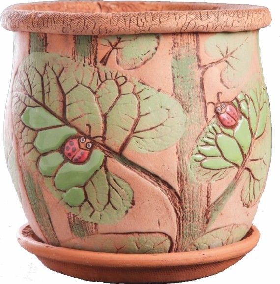 Кашпо Божьи коровки №-2 ЗОЛОТОЕ (D-15см)