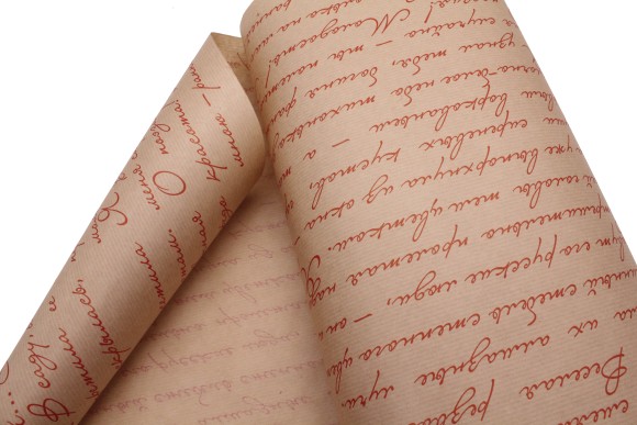 Бумага крафт Муза красный на коричневом 70см*10м