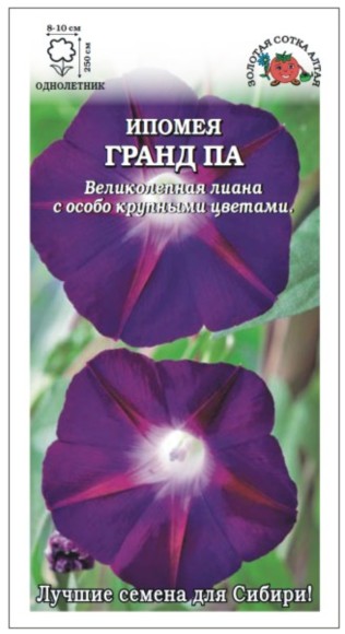 Цветы Ипомея Гранд Па ЦВ/П (СОТКА) 1гр фиолетовый однолетник до 2,5м
