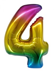 Шар ЦИФРА фольгированный № 4 34"86см Радужный градиент