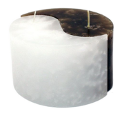 Свеча Инь-Янь 125мм*75мм Оливково-Белая Арт-180427