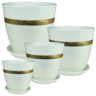 Кашпо Бутон №-РС-156 Золото Белый №-3 D-18см-3,2л Кашпо Бутон №-РС-156 Золото Белый №-3 D-18см-3,2л