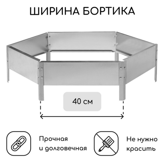 Клумба Оцинкованная Шестигранная 80*15см Greengo Арт-7636775 Грядка