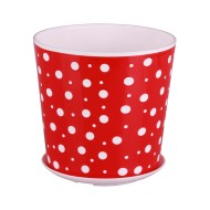 Горшок Горошек 3лит Бело-Красный с поддоном М-4025/ БАШ