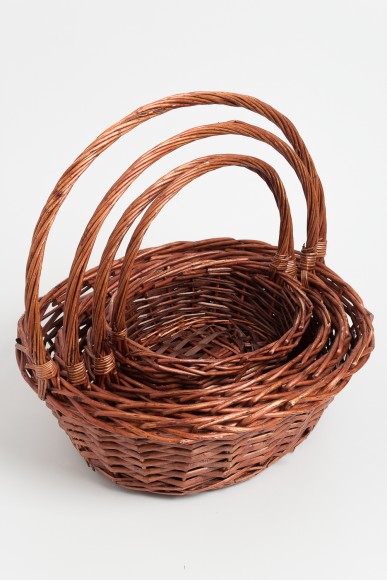 Корзина Набор Плетеных ИВА 4шт Лодочка Коричневые D-26/32/38/42см