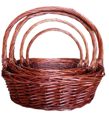 Корзина Набор Плетеных ИВА 4шт Лодочка Коричневые D-26/32/38/42см