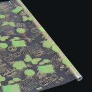 Пленка прозрачная с рисунком Премиум Салатовая-Золото 70см/200гр