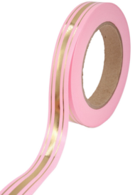 Лента Золот полоса Классика 2см*50ярд Розовая РОССИЯ