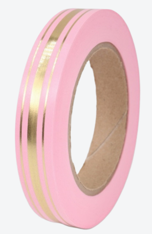 Лента Золот полоса Классика 2см*50ярд Розовая РОССИЯ Лента Золот полоса Классика 2см*50ярд Розовая РОССИЯ