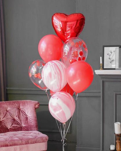 Фонтан из шаров Большая любовь 10шт латекс+фольга с Конфетти Арт-3622314