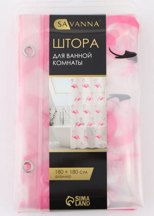 Штора для ванной Фламинго 180*180см Арт-5235790