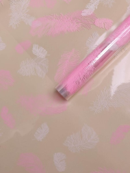 Пленка прозрачная с рисунком Пёрышки Розовая 60см*8м