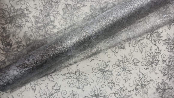 Органза с Блестками СЕРЕБРО (48см*5м)