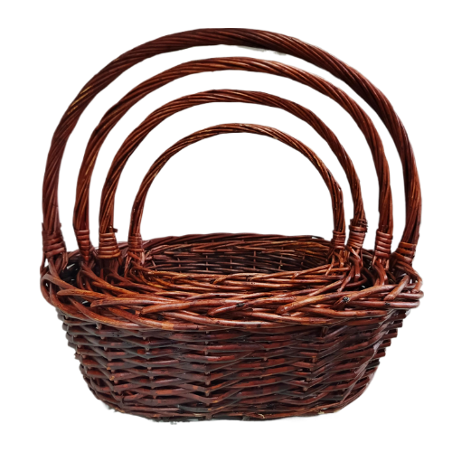 Корзина Набор Плетеных ИВА 4шт Лодочка Светло-Коричневые D-26/32/38/42см