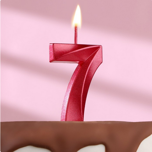 Свеча Цифра 7 Грань Красный металлик Арт-5928511 Свеча Цифра 7 Грань Красный металлик Арт-5928511