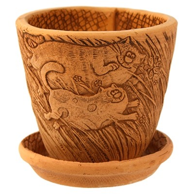 Кашпо Котики №1 (ЗОЛОТОЕ) D-13см